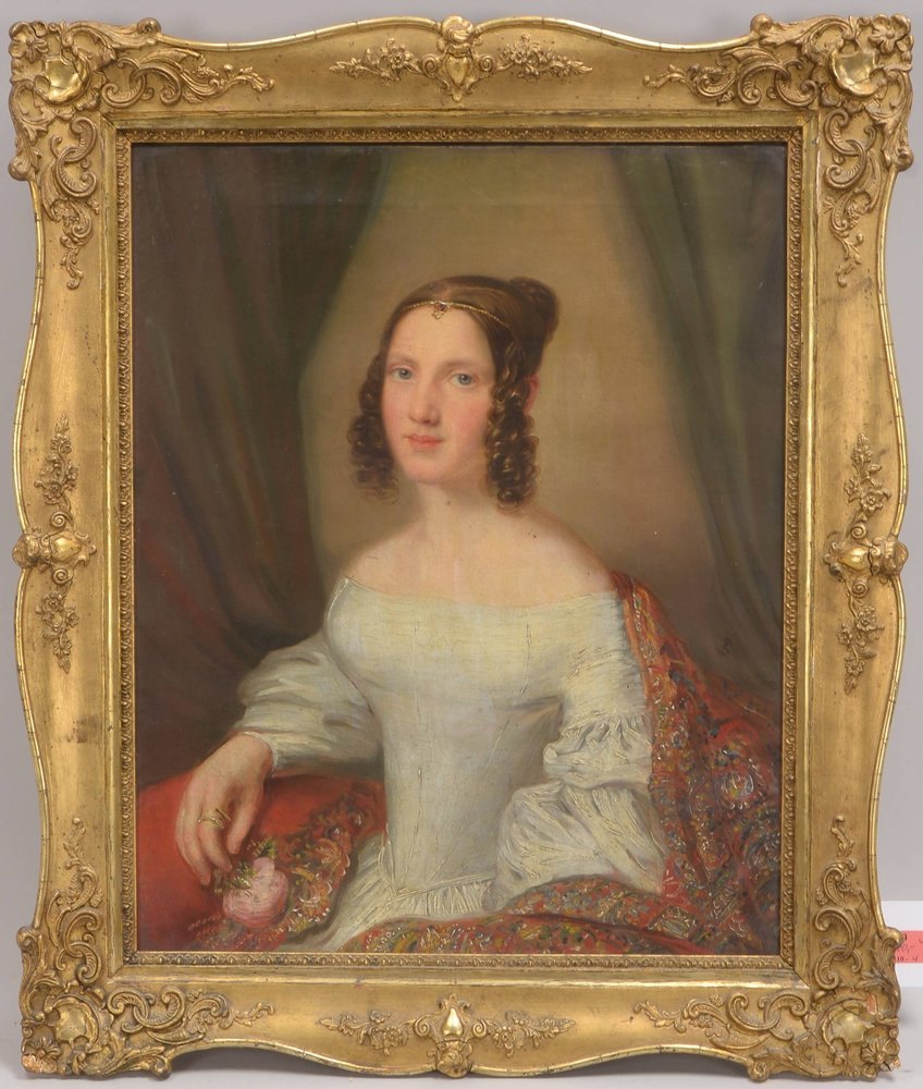 Gemälde (19. Jh.), 'Damenportrait', Öl/Lw, unsign.; Rahmenmaße 65 x 54 cm