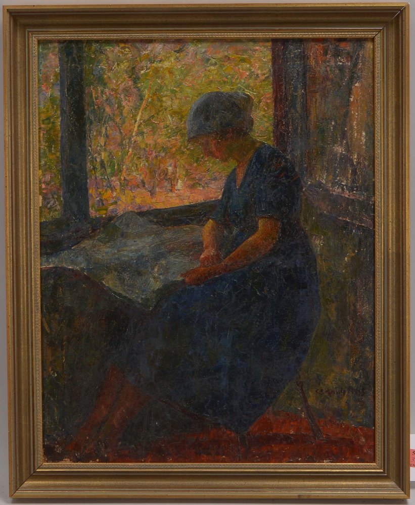 Schmitz-Pleis, Carl, 'Frau am Fenster', Öl/Lw, unten rechts signiert/unles. datiert