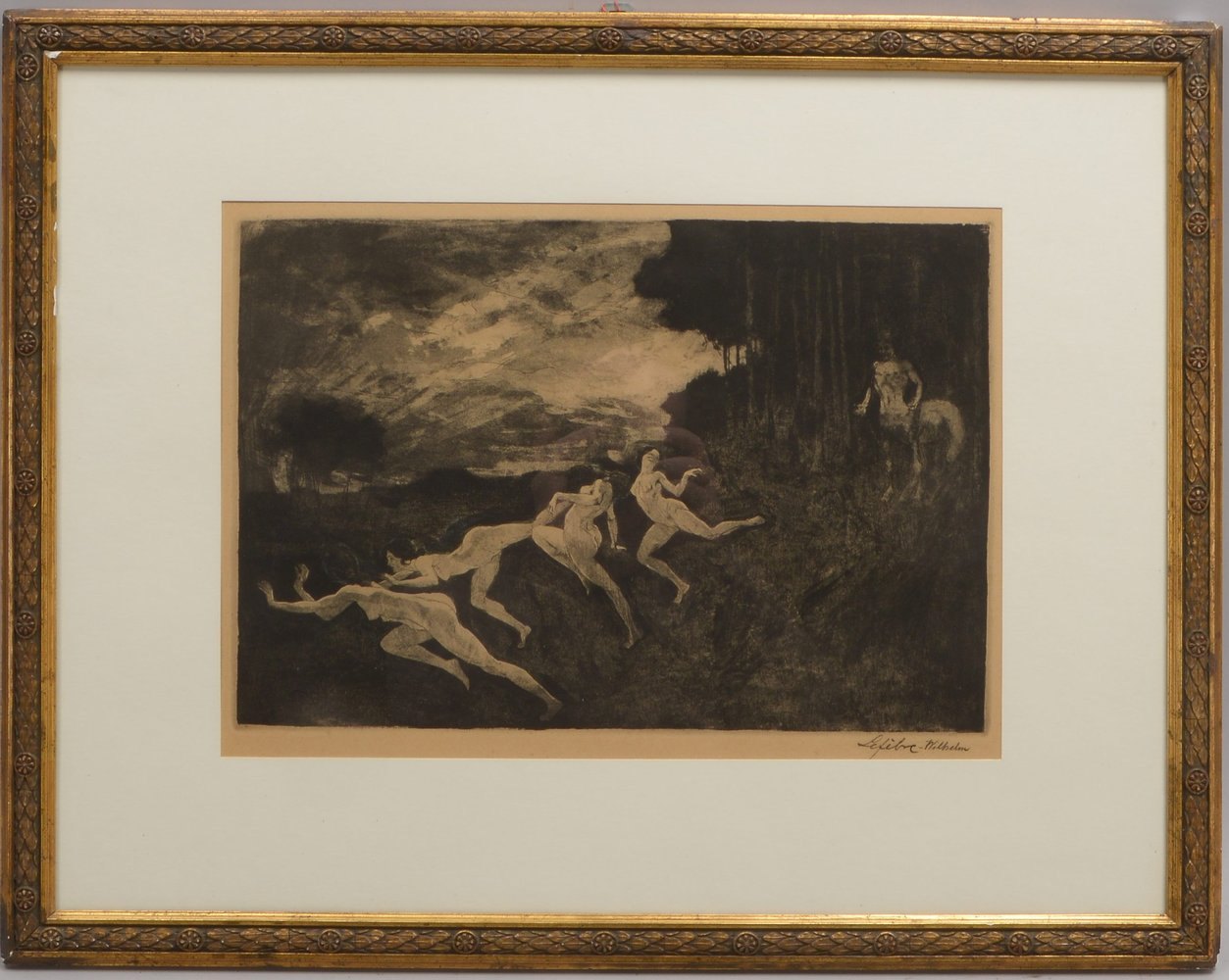 Lefèbre, Wilhelm, 'Zentaur und Nymphen', Radierung, unten re. sign., hinter Glas