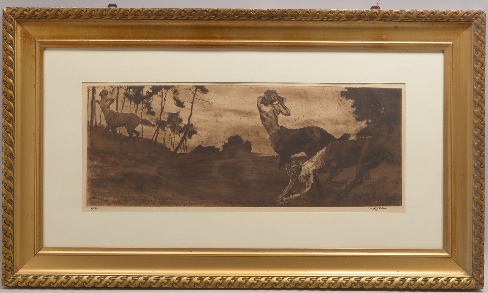 Lefèbre, Wilhelm, 'Zentauren auf der Jagd', Radierung, Aufl.-Nr. '2/30', unten rechts signiert