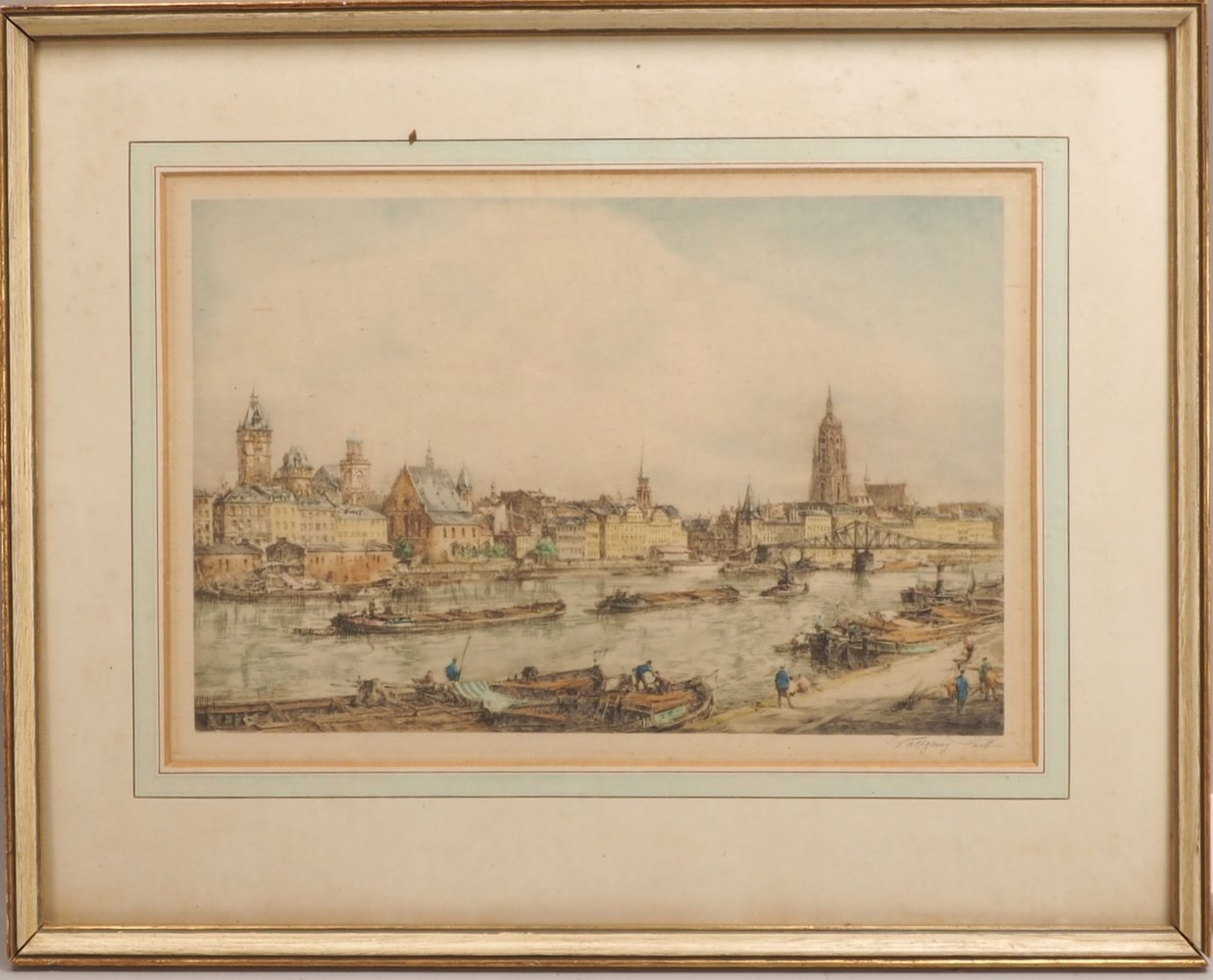 Tritt, Wolfgang, 'Ansicht von Frankfurt a.M.', Farbradierung, bleisign., hinter Glas