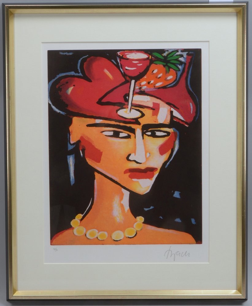 Bach, Elvira, 'Elvira', Farbrad./Bütten, Aufl.-Nr. '36/90', bleisign., hinter Glas