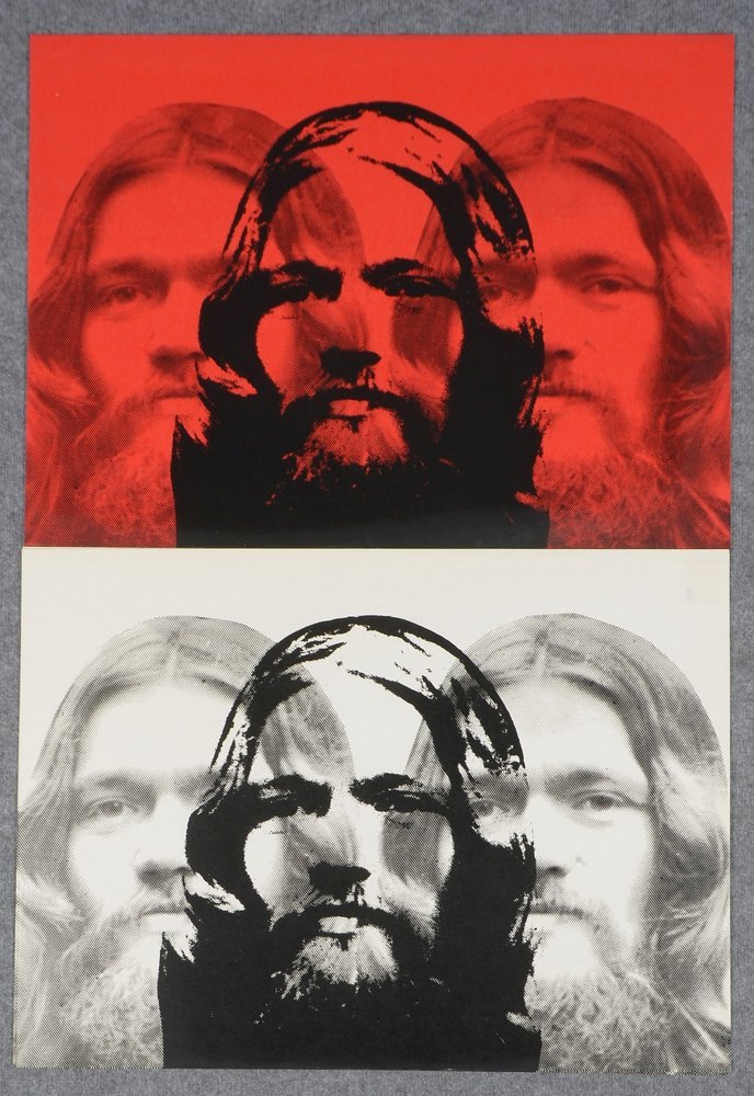 Kleines Grafikkonvolut, 'Männerköpfe', 6x Serigrafien/Rot und Weiß, unsigniert