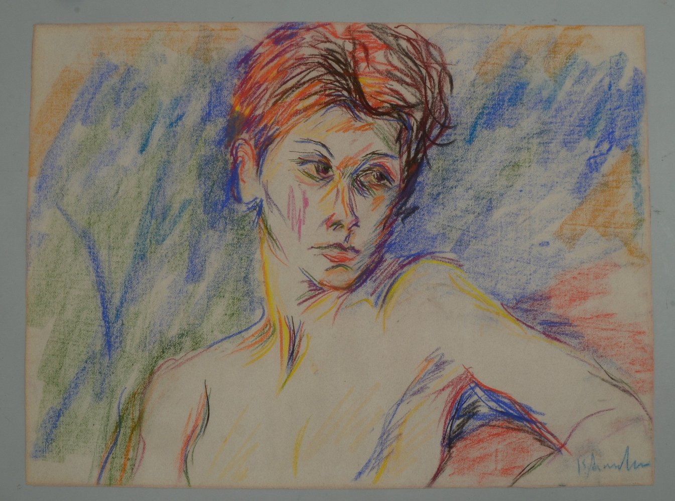 Kreidepastell, 'Frauenportrait', unten re. sign., ungerahmt; Blattmaße 47 x 68 cm