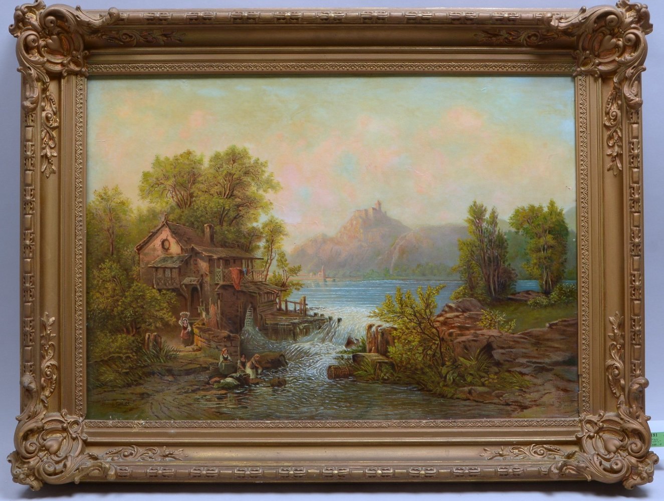 Sült, Bernhard, 'Wäscherinnen am Gebirgsfluss', Öl/Lw, sign./dat. (18)'55'