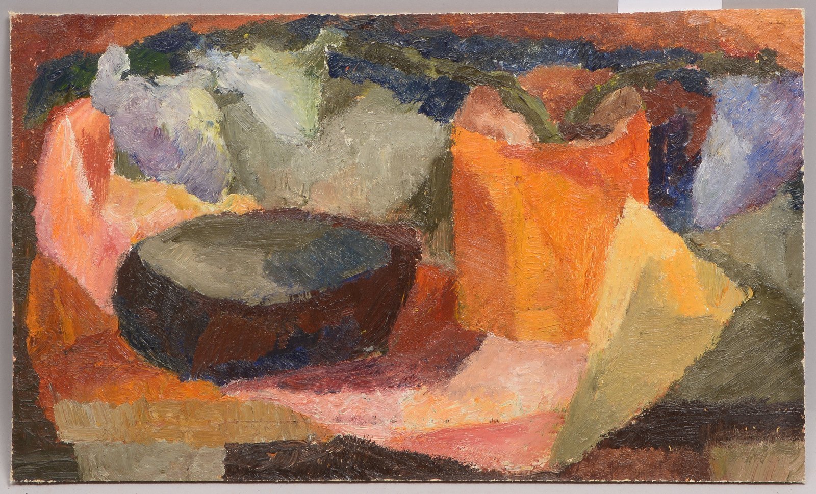 Rutenberg, Renate, 'Tischstillleben mit Schale und Vase', Öl auf Hartfaser, unsign.