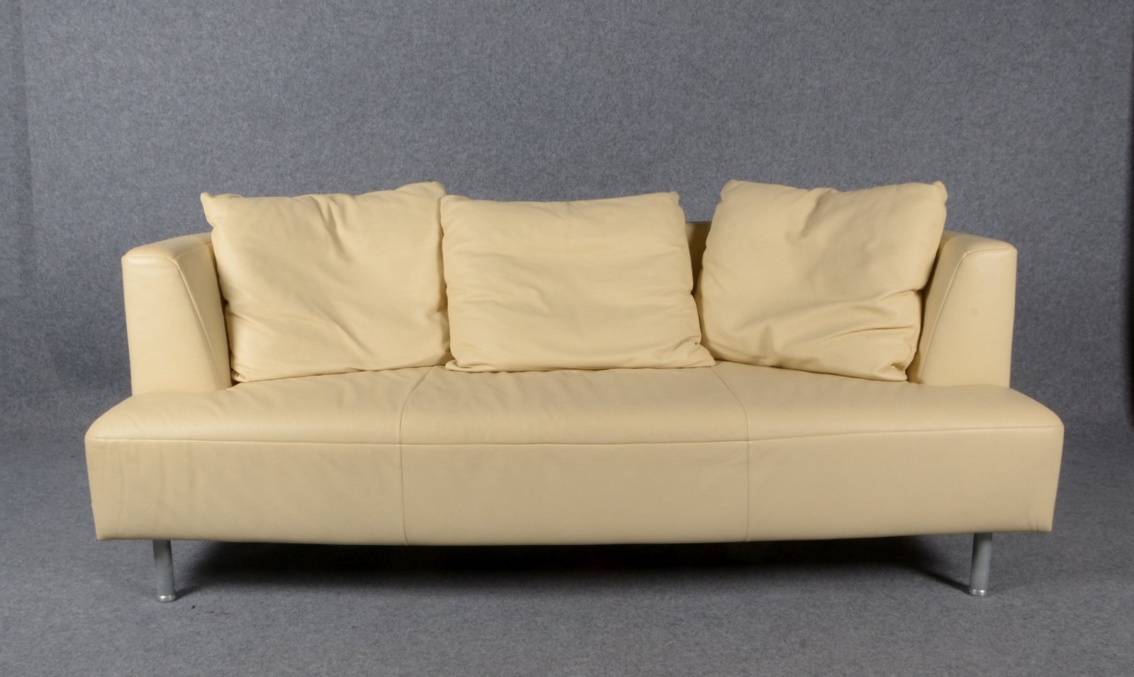 Rolf Benz-Ledersofa, cremefarbenes Echtleder, mit 3x Lederkissen, sehr gepfl.