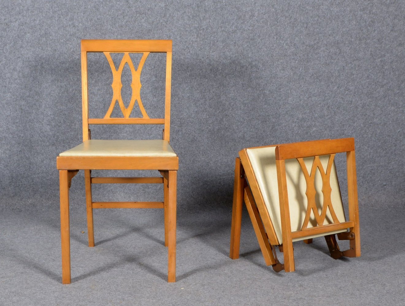 Leg-O-Matic, Paar Klappstühle/Vintage Folding Chairs, Holz, jeweils gelabelt