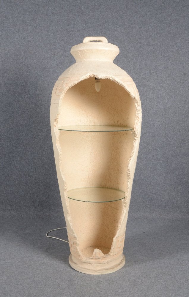 Dekor. Vitrine, Kunststoffguss, Form ähnl. gr. Amphore - 2x Einlegeböden, Beleuchtung
