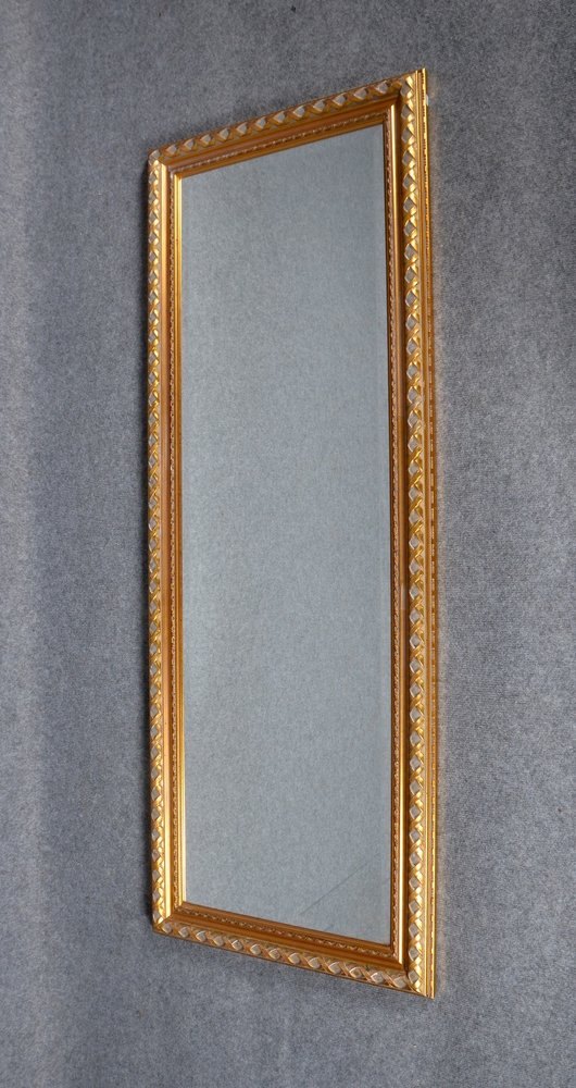 Wandspiegel, Holzrahmen vergoldet, mit fac. Spiegelglas; Maße Spiegel/sichtbar: 130 x 40 cm