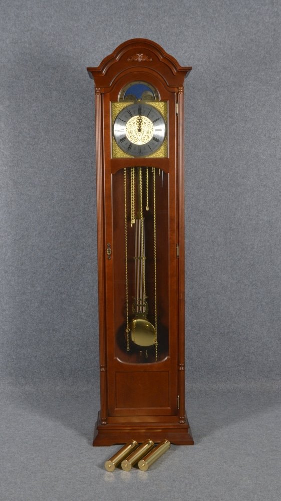 Standuhr, Hermle, mit Ankerautomatik und Mondphase, Pendel und 3x Gewichten
