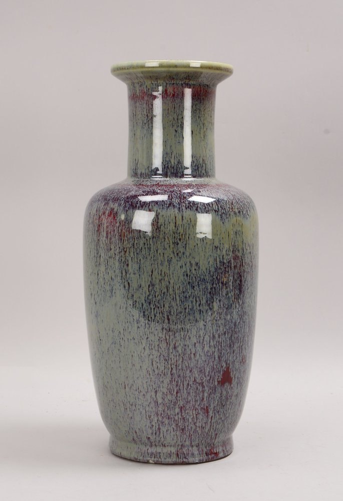 Balustervase (China), Porzellan-Korpus, mit Flambé-Glasur, unsigniert; Höhe 43 cm
