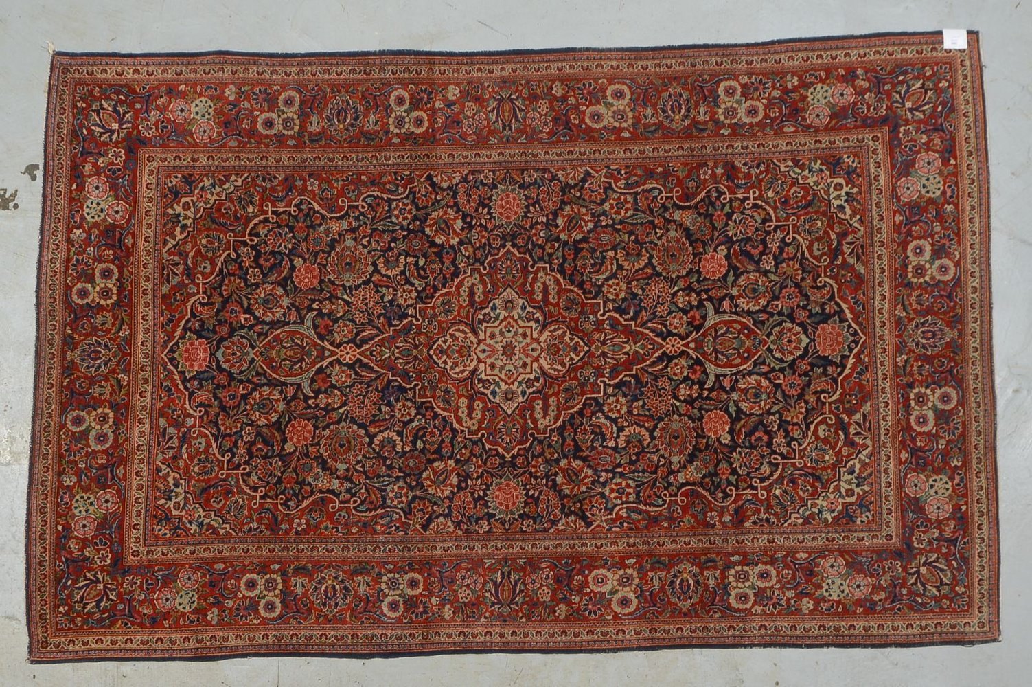 Keshan (Qazwin), antik, feste feine Kn., Pflanzenfarben, gleichm. flacher Flor - guter Zust.