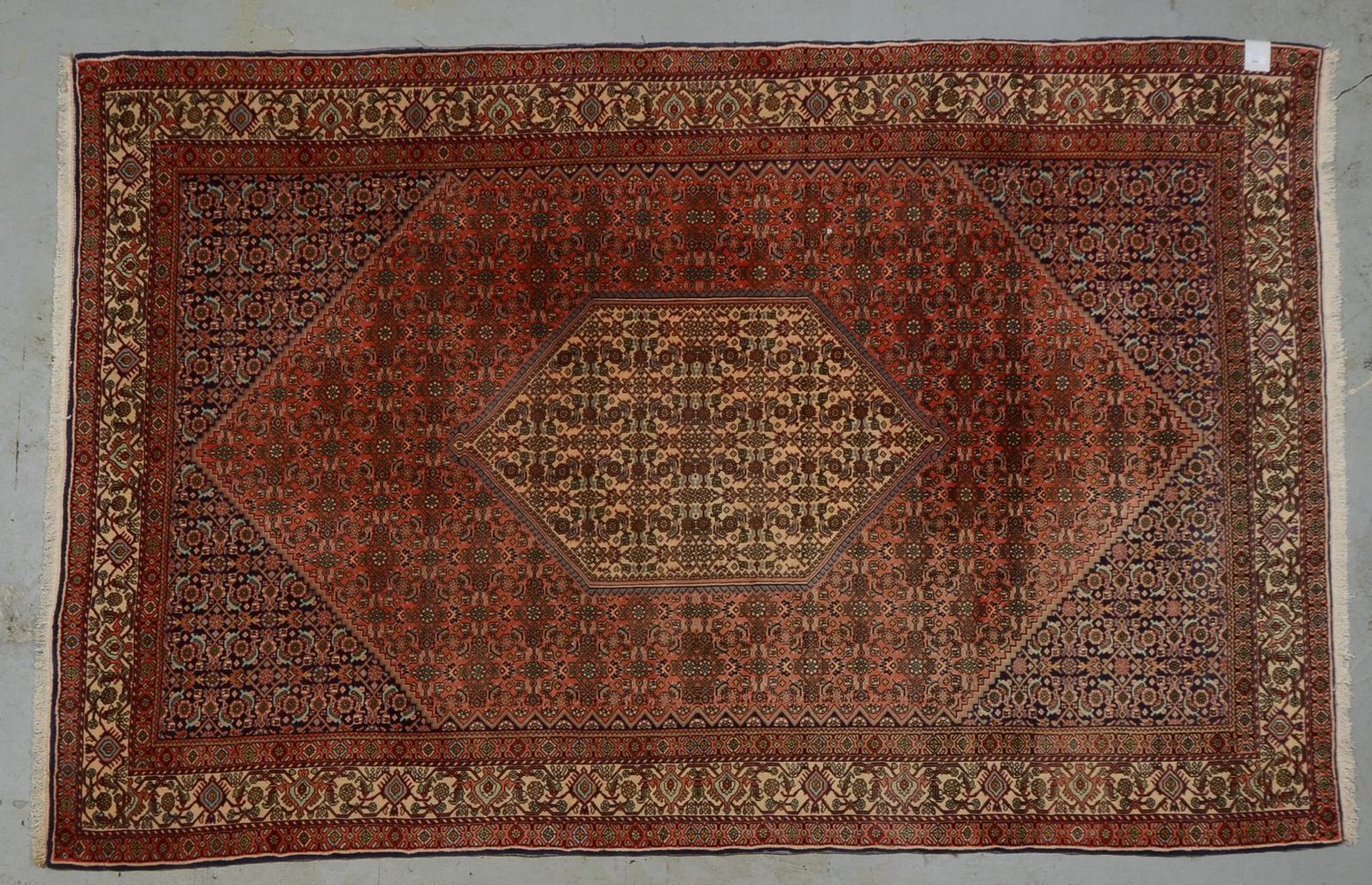 Bidjar Tekab, mittelf./feine Kn., ringsum kompl., mit Abrash, dichter hoher Flor, guter Zust.