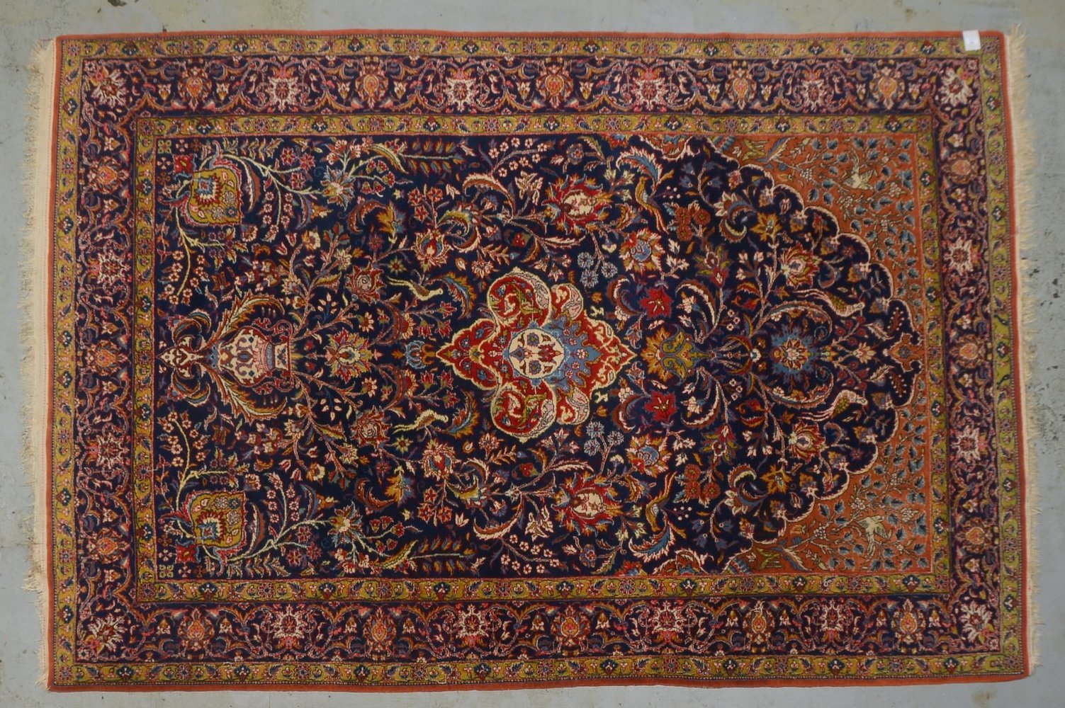 Ghom-Orientteppich, feste mittelfeine Kn., gleichm. Flor - guter Zust.; Maße 305 x 205 cm