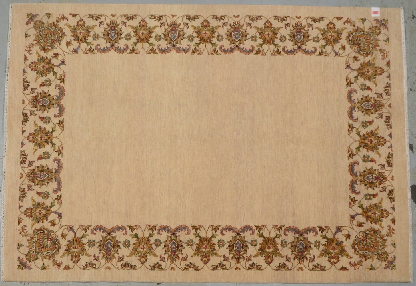 Farahan, Schurwolle, mittelfeine Kn., Pflanzenfarben, hellgr./Keshan-Must., dichter Flor