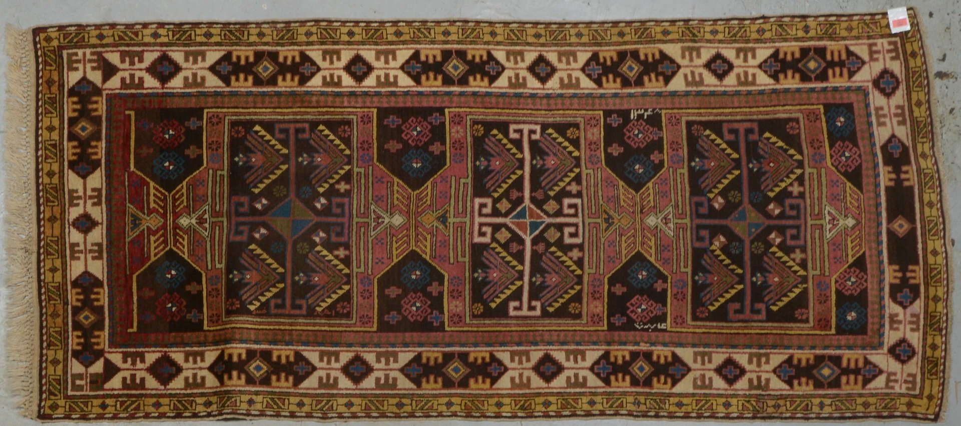 Antike kaukas. Galerie, Wolle auf Wolle, mittelfeine Kn., sign./dat. - in orig. Erhaltung