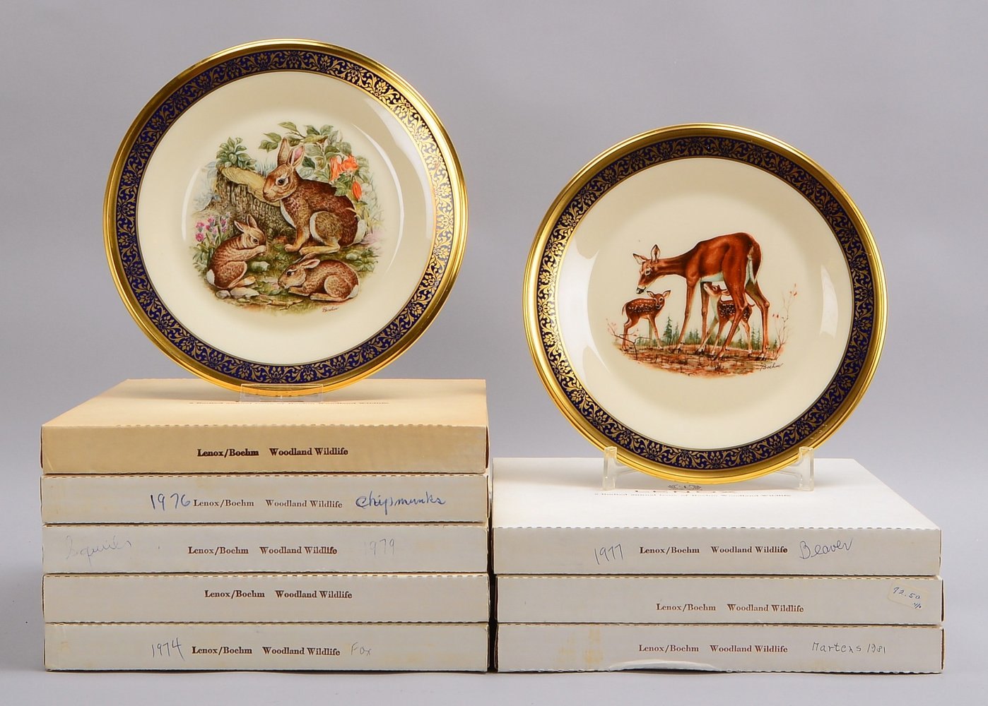 Lenox, 10 Sammlerteller, Dekor 'Woodland Wildlife', Entw. Boehm - neuwertig