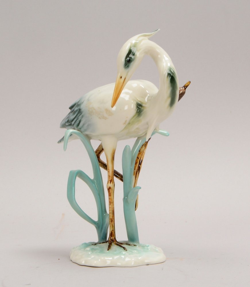 Kaiser Porzellan, 'Kranich im Schilf', Modellnr. '304', Entw. G. Bachmann; Höhe 16 cm