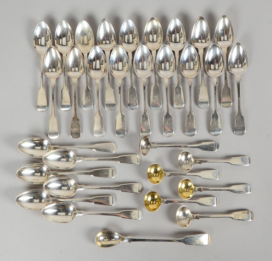 Kaffeesilber-Konvolut, antik, 925 Sterlingsilber, 33-teilig; Gesamtgew. 565 g