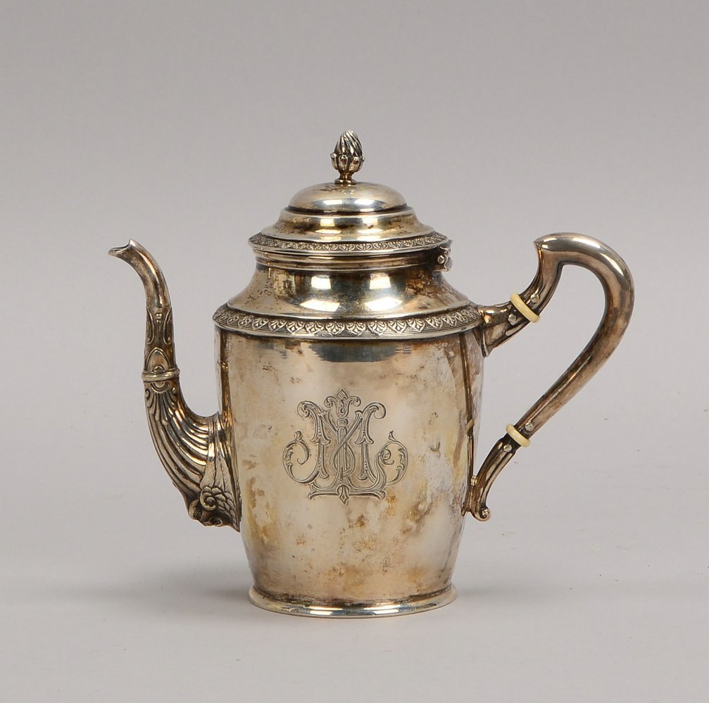 Mokkakännchen, 800 Silber, mehrf. punz. ('Halbmond'/'Krone', Stadtbeschau, u.a.)