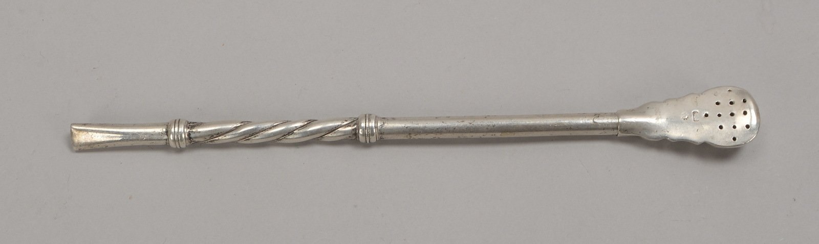 Trinkhalm für Mate-Tee, 800 Silber; Länge 21 cm, Gewicht 38 g