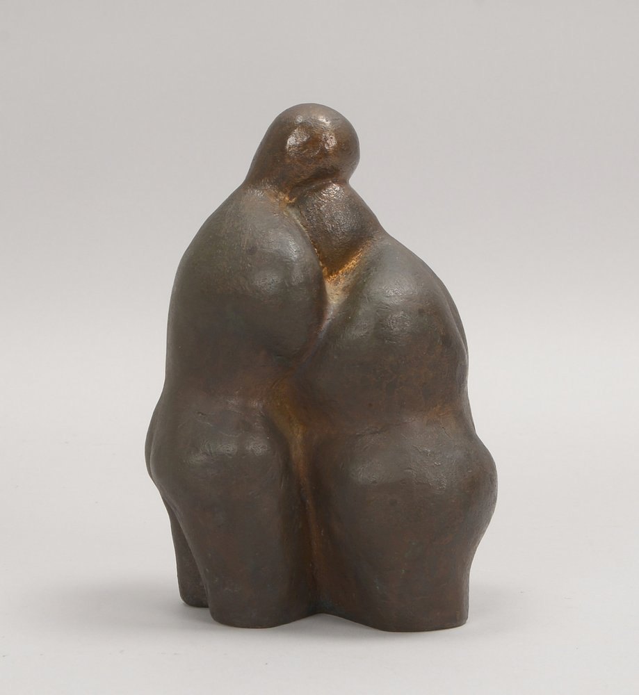 Bronzeskulptur, 'Inniges Paar', Hohlguss-Figur, rückseitig monogrammiert; Höhe 19 cm