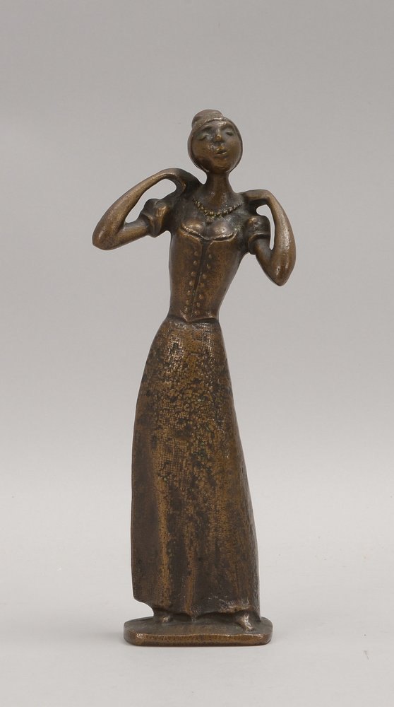 Kluckow, Gerhard, Bronzeskulptur, 'Frau mit Halsschmuck', rücks. sign./dat. (19)'76'