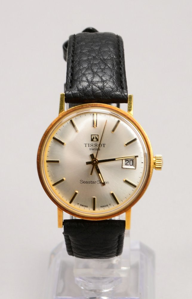 HAU Tissot 'Seastar Seven', 585 Gehäuse an Lederarmband, Handaufzug - läuft an