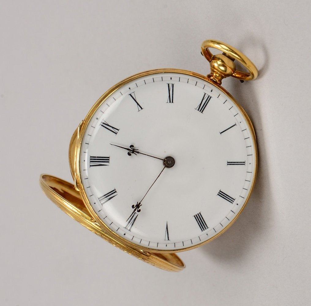 Taschenuhr, 'Robert', Nr. '56296', 18 kt/3-Deckel Gold, Schlüsselaufzug