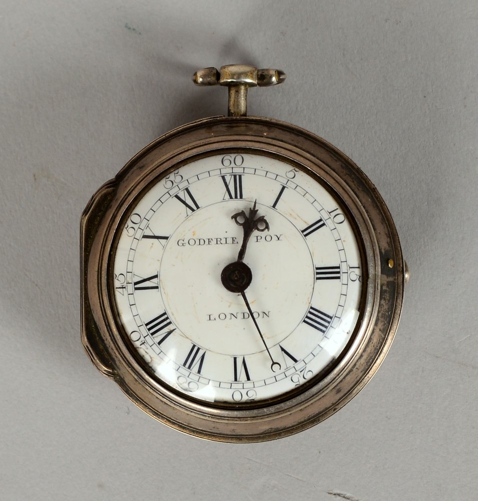 Spindeltaschenuhr, Silber-Gehäuse/Übergehäuse, arab. und röm. Ziffern, ungeprüft