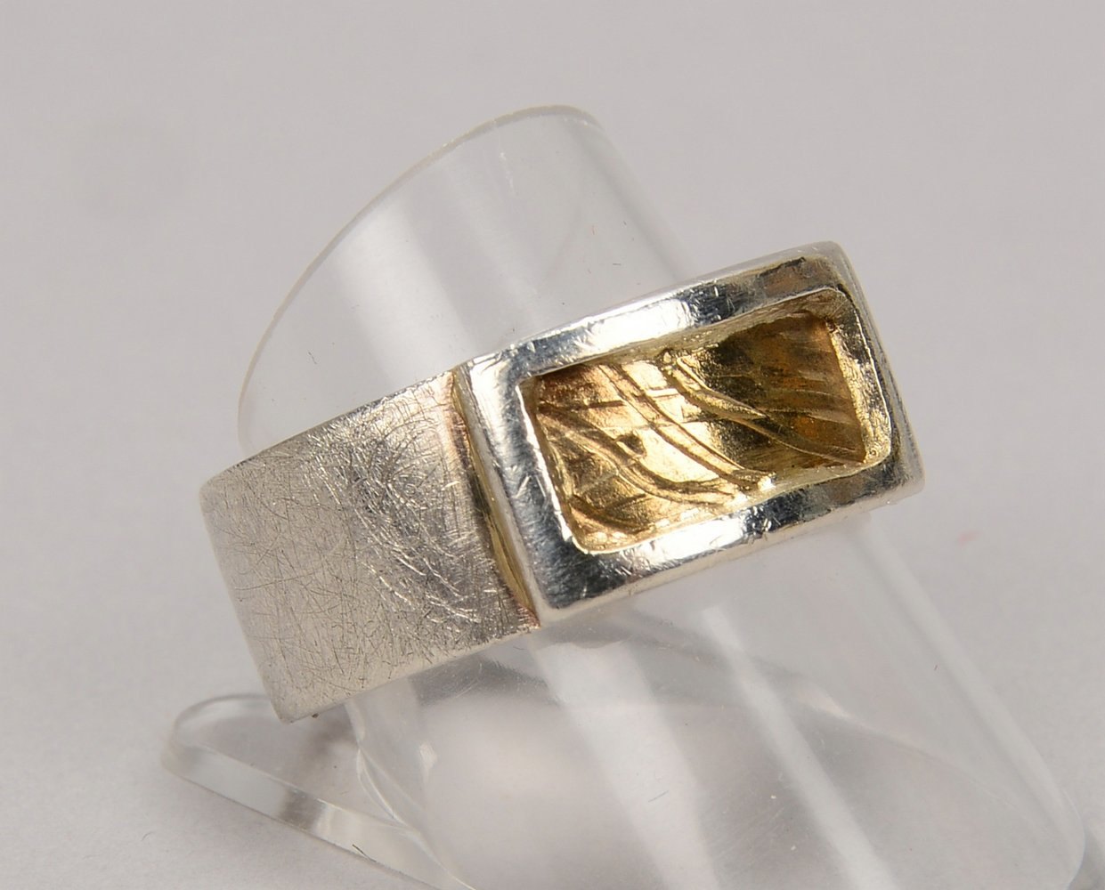 Designer-Bandring, Silber und Gold; RG 61, Gewicht 13 g