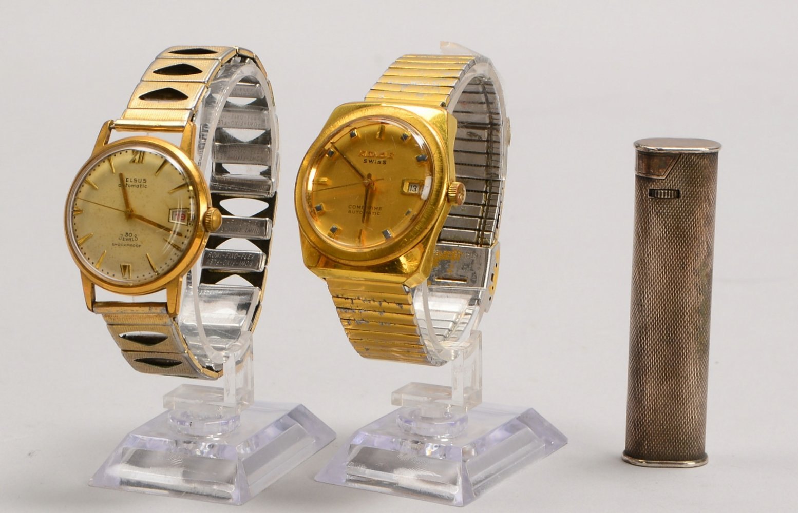 2x HAU (Schweiz), Automatik: Felsus/Kienzle 'Combi-Time'; dazu Dunhill-Stangenfeuerzeug