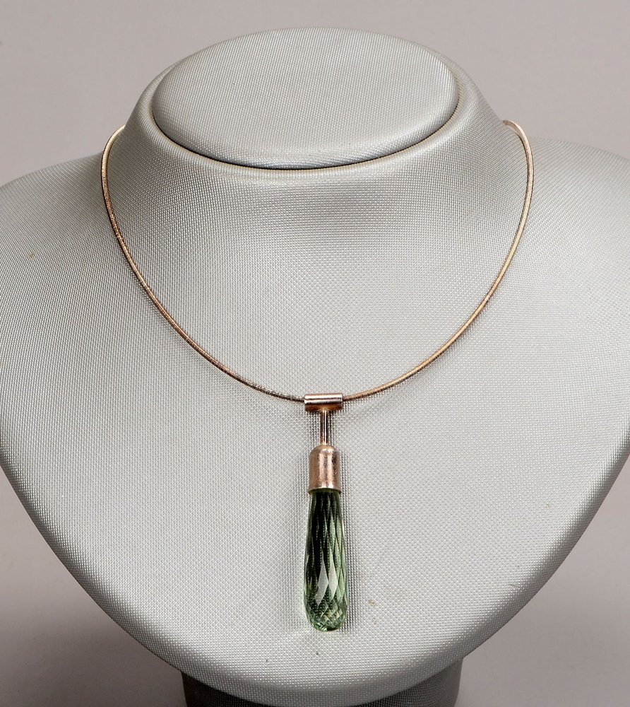 Gisela Kulling, Designer-Collier, Silber, Anhänger mit facettierter Chrysoberyll-Pampel