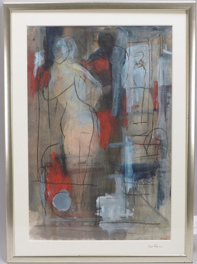 Thoms, Ernst, 'O.T.', Mischtechnik/Papier, unsign., auf PP bez., hinter Glas ger.