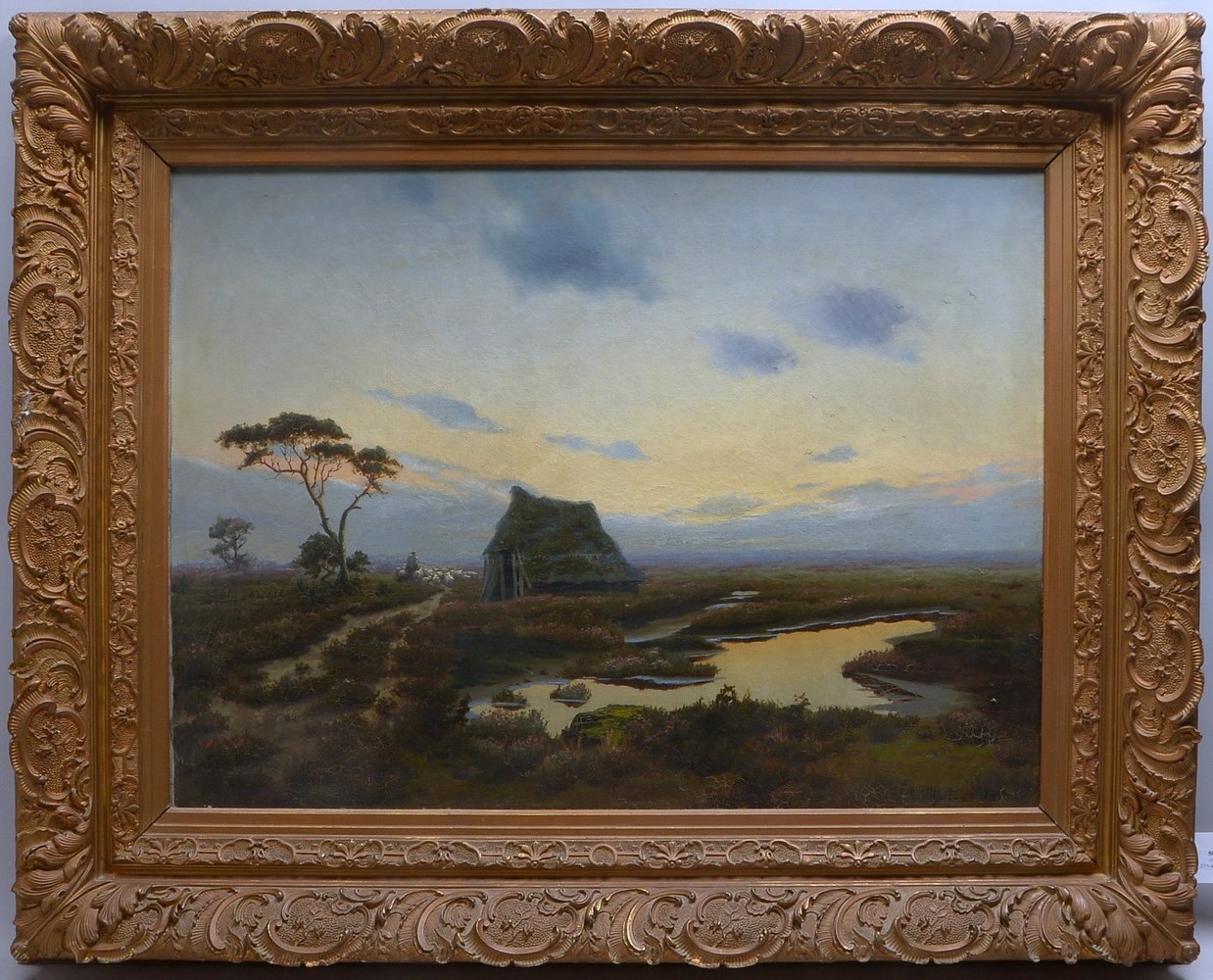Potthast von Minden, Olga, 'Heidelandschaft mit Schafherde', Öl/Lw, unten rechts signiert