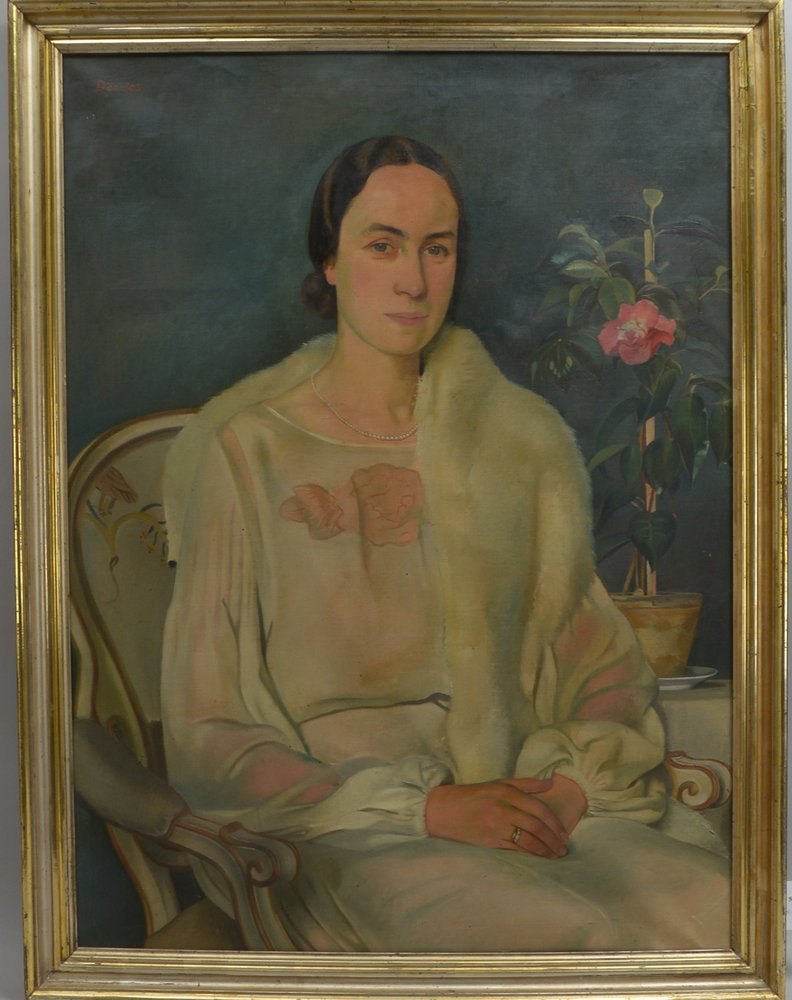 Dörries, Bernhard, 'Sitzende Dame mit Hermelin-Stola', Öl/Lw, sign., mit 'Berliner Leiste'