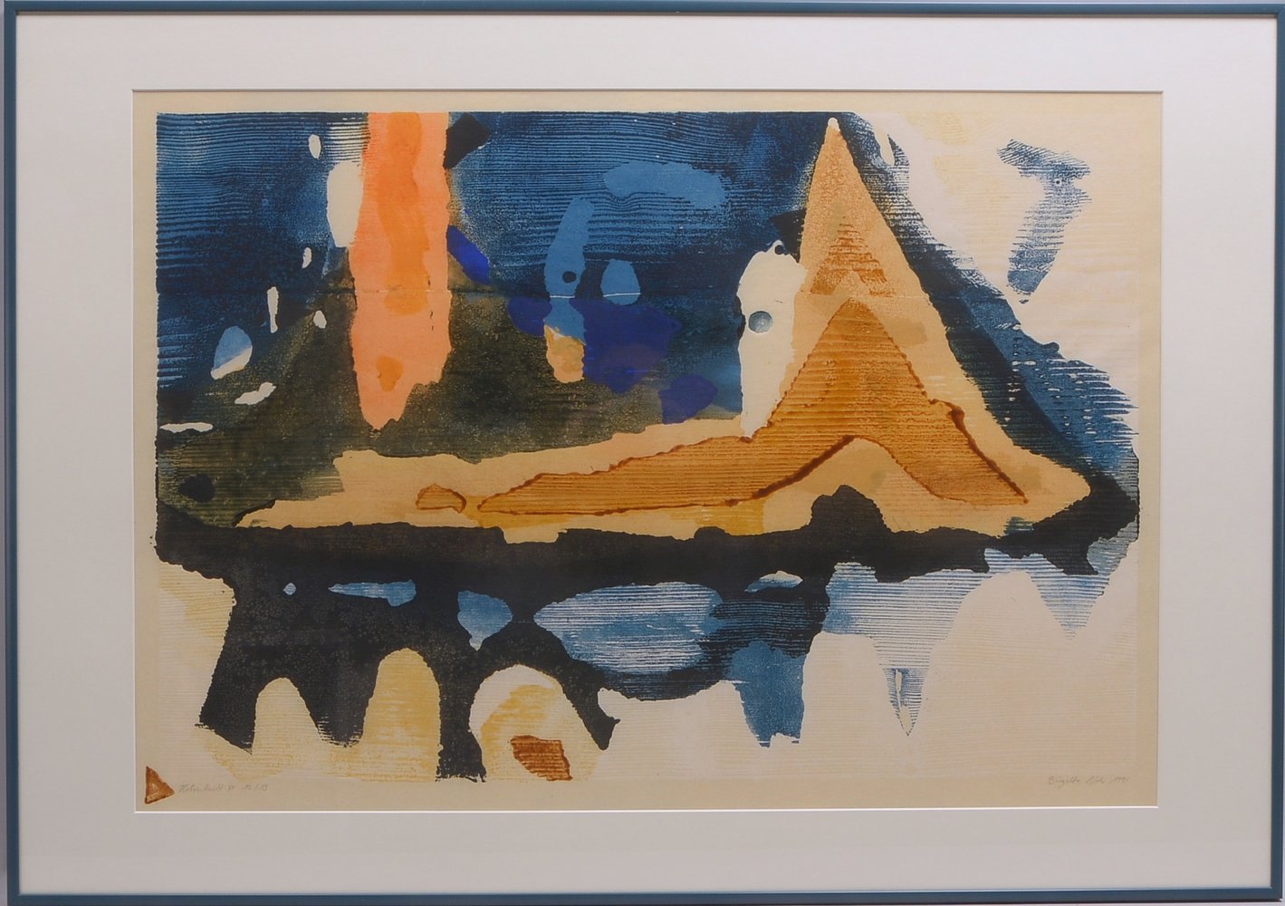 Volz, Birgitta, mehrfarb. Holzschnitt, sign., hinter Glas - Großformat!; Blattmaße 56 x 81 cm