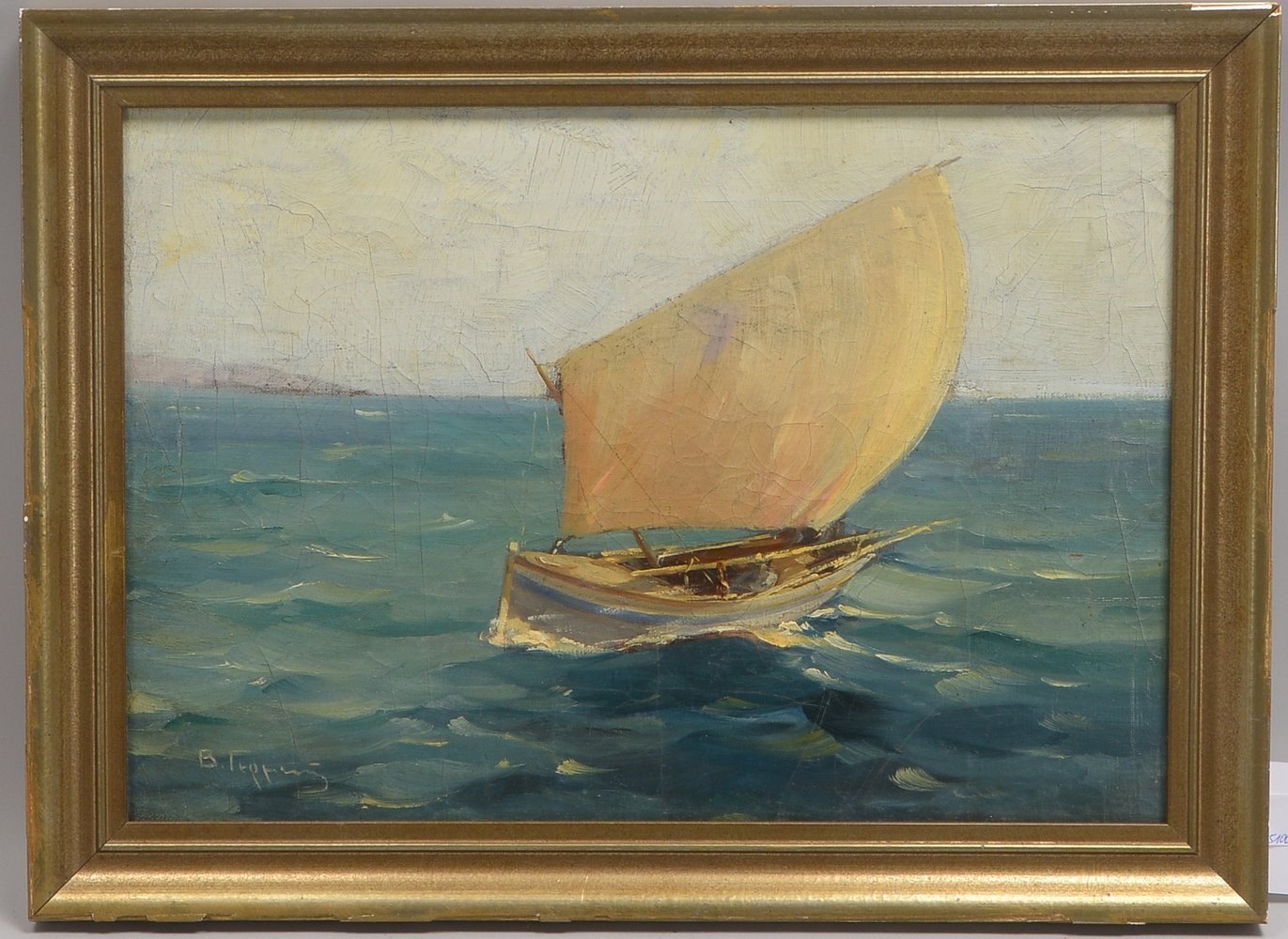 Germenis, Vasilis, 'Griech. Fischboot', Öl/Lw, unten li. sign.; Bildmaße 30,5 x 44,5 cm