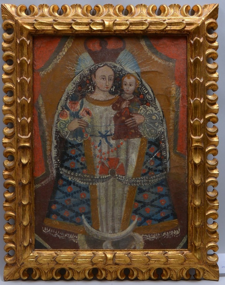 Gemälde, 'Mariendarst. mit dem Jesuskind', Öl auf Lw/doubliert, im Prunkrahmen