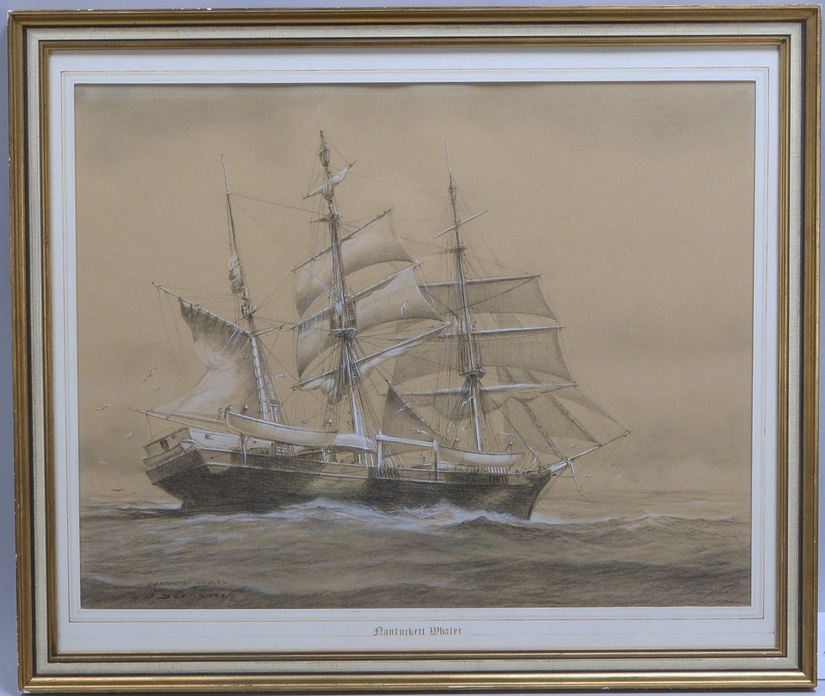 Bernartz, Hans-Willi, 'Nantucket Whaler', Bleistiftzeichnung, sign./bet., hinter Glas