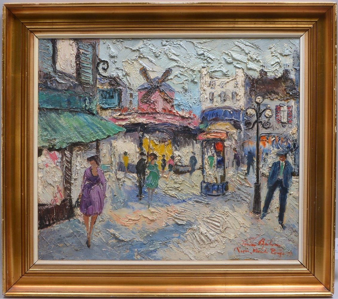 Gemälde, 'Moulin Rouge - Paris', Öl/Lw, sign. 'Behrens'(?) und betitelt; Bildmaße 57 x 67 cm