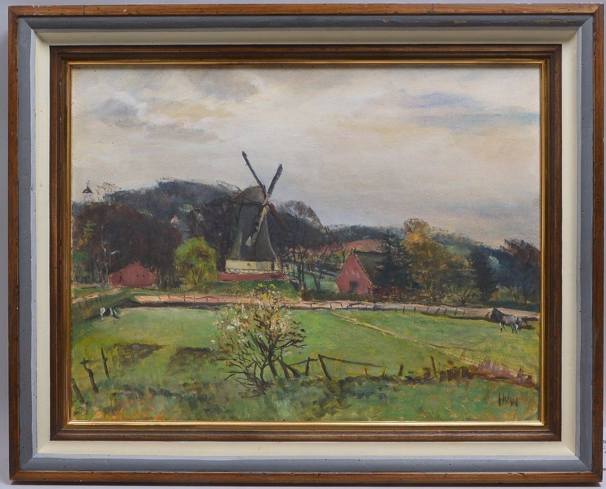 Huys, Bernhard, 'Worpsweder Mühle', Öl auf Hartfaser/gerahmt, unten re. sign.