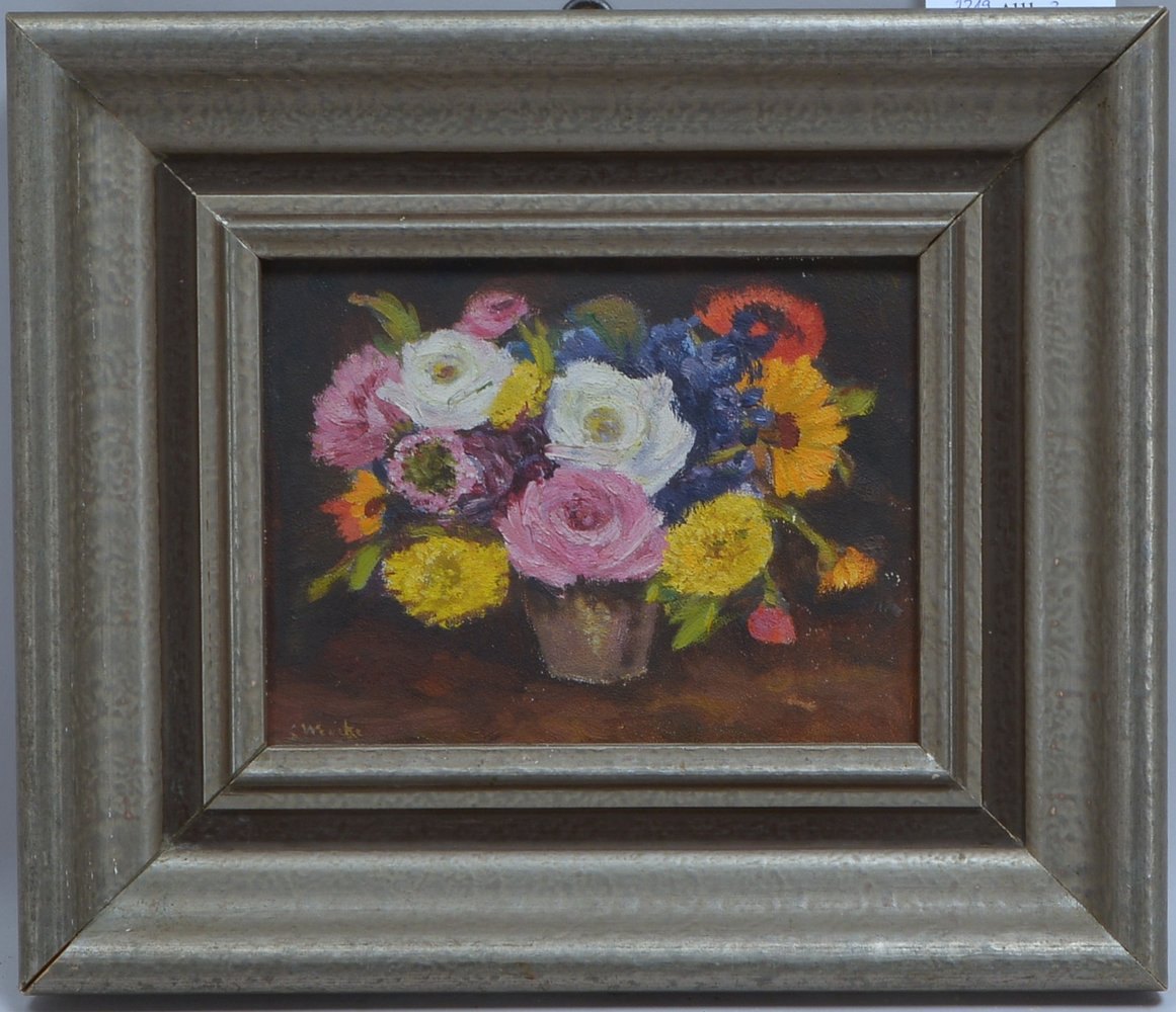 Wencke, Sophie, 'Blumen in Vase', Öl auf Malkarton/gerahmt, unten li. sign.