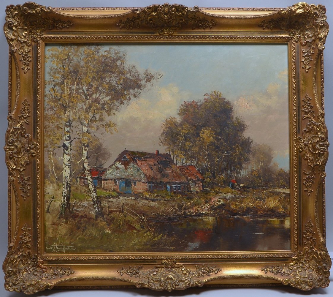 Zimmermann, Erich, 'Ländliches Idyll in Worpswede', Öl/Lw, unten li. sign.