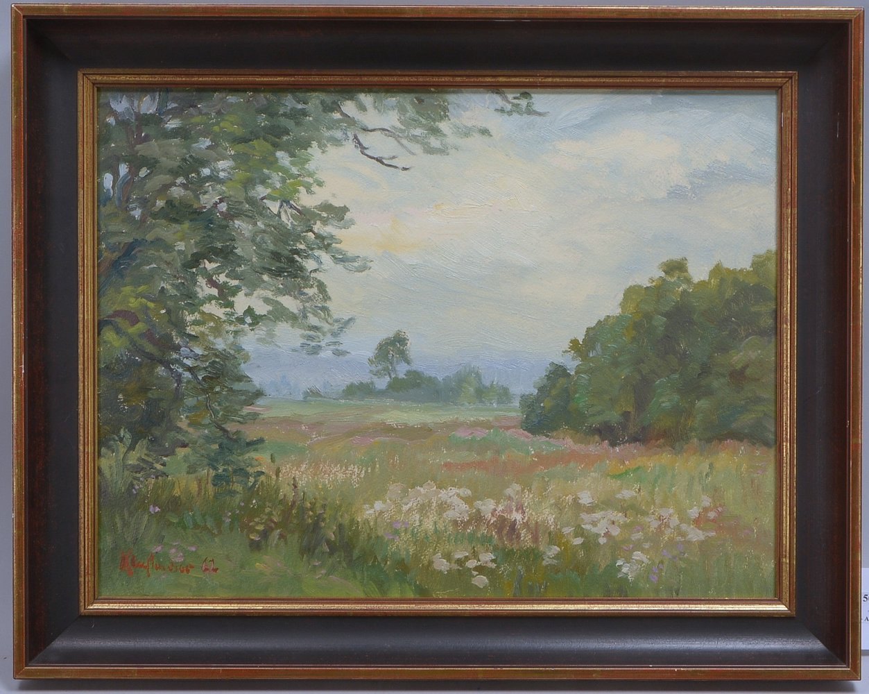 Gemälde, 'Blick auf die Hammeniederung', Öl auf Hartfaser/ger., unten li. sign.