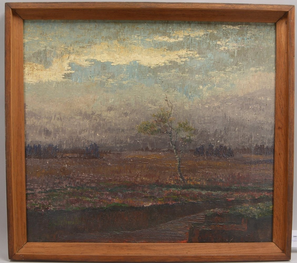 Schuster, H., 'Abend im Teufelsmoor', Öl/Lw, unten links signirt; Bildmaße 70 x 80 cm, Rahmenmaße 78
