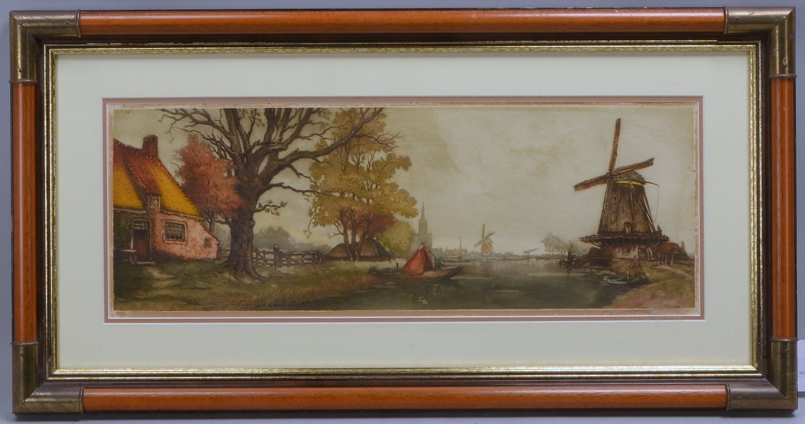Farbradierung, 'Greetsiel', numm./sign., unter PP hinter Glas gerahmt; Blattmaße 21 x 61 cm