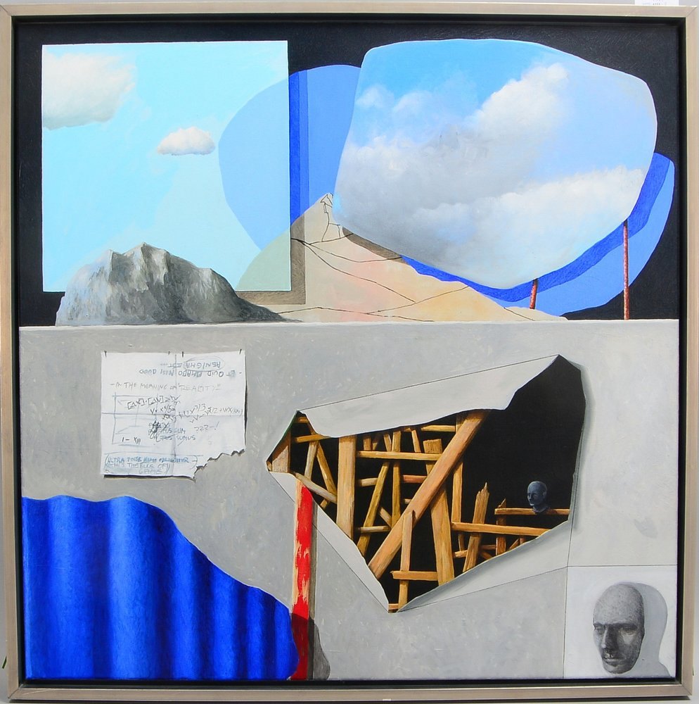 Honkomp, Heinrich(?), 'Landschafts-Var. VIII', Öl/Lw, verso betitelt, sign. und dat. '2002'