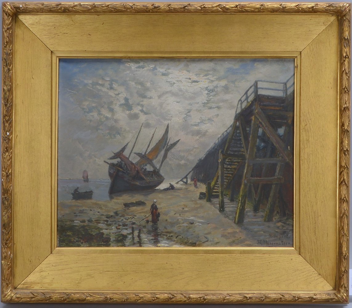 Morgenstern, Friedrich Ernst, 'Nienport - Hafenansicht', Öl/Lw, unten rechts sign./bez.